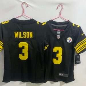 Kids Pittsburgh Steelers Wilson Black Yellow Retro Jersey