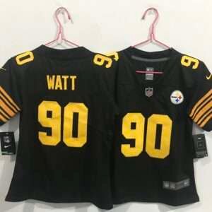 Kids Pittsburgh Steelers Watt Black Yellow Retro Jersey