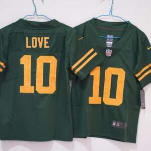Kids Green Bay Packers Love Green Yellow Retro Jersey