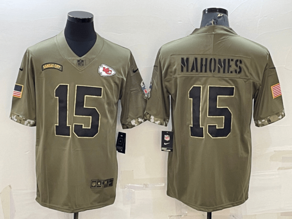 Patrick Mahomes Kansas City Chiefs Army Green Jersey