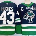 Hughes Vancouver Canucks Green Blue Stitched Jersey