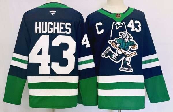 Hughes Vancouver Canucks Green Blue Stitched Jersey