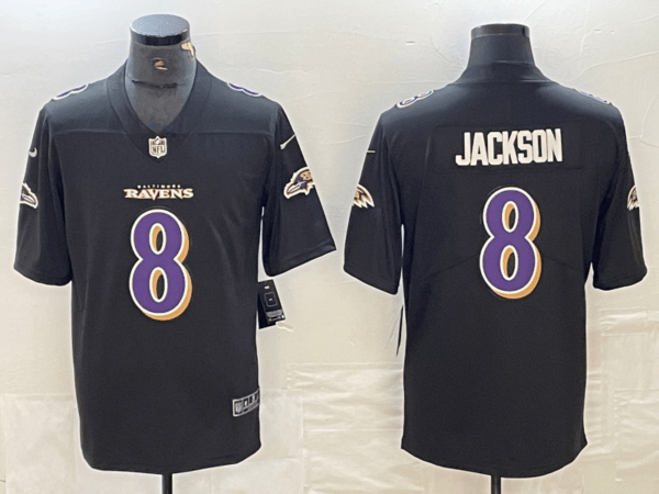 Lamar Jackson Baltimore Ravens Black Purple Jersey