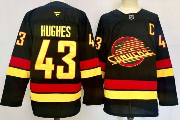 Hughes Vancouver Canucks Yellow Black Stitched Jersey