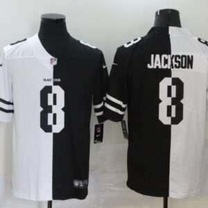 Lamar Jackson Baltimore Ravens Half Black And White Jersey