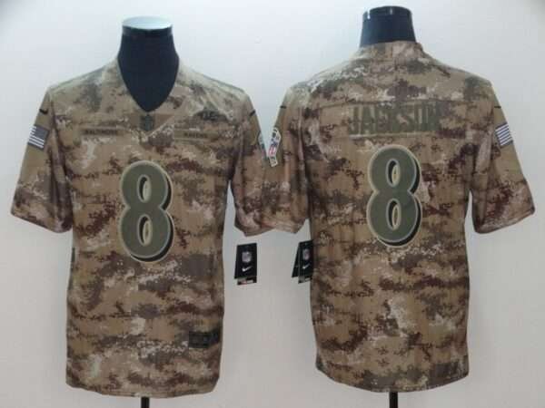 Lamar Jackson Baltimore Ravens Army Green Jersey