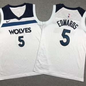 Kids Timberwolves Edwards White Jersey