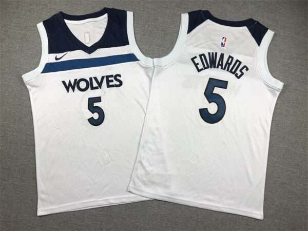 Kids Timberwolves Edwards White Jersey