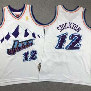 Kids Jazz Stockton White Snow Mountain Edition Jersey