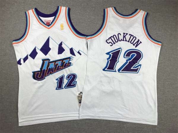 Kids Jazz Stockton White Snow Mountain Edition Jersey